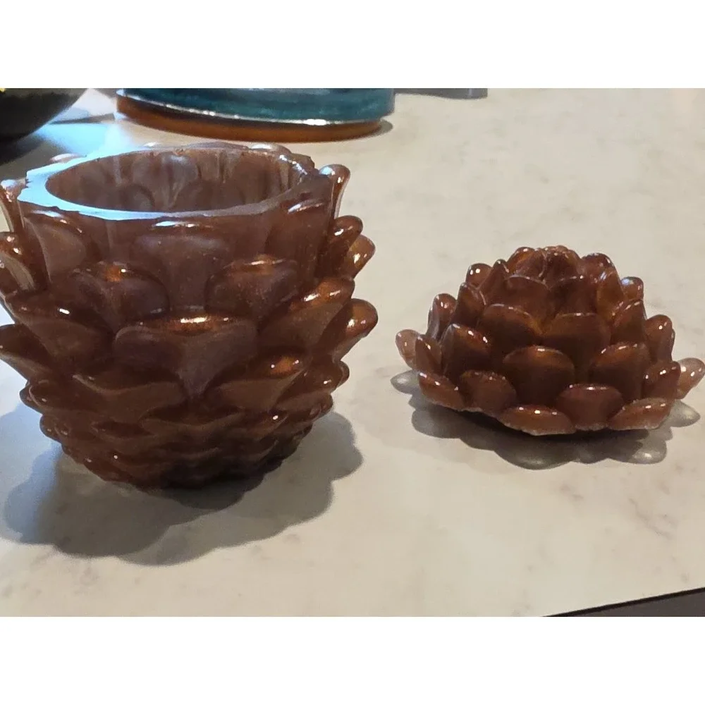 Handmade Resin Pinecone Jar‎ 3.5x4 Inches